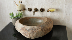 Раковина для ванной Piedra M433 из речного камня  Beige ИНДОНЕЗИЯ 00501111433_2