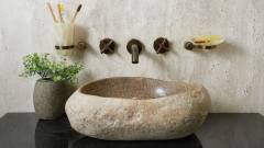 Раковина для ванной Piedra M444 из речного камня  Gris ИНДОНЕЗИЯ 00504511444_2
