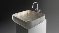 Белая раковина Cubise M3 из натурального мрамора Bianco Carrara ИТАЛИЯ 932005013 для ванной комнаты_1
