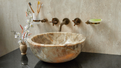 Каменная мойка Bowl из серого оникса Grey Onyx ИНДОНЕЗИЯ 637453111 для ванной комнаты_1
