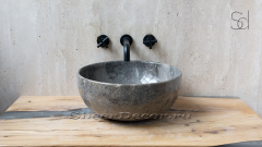 Серая раковина Bowl M19 из натурального гранита Light Grey ИНДОНЕЗИЯ 6375151119 для ванной комнаты_2