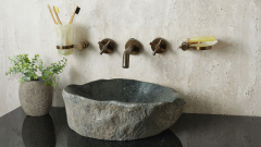 Раковина для ванной Piedra M366 из речного камня  Gris ИНДОНЕЗИЯ 00504511366_2
