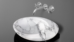 Мраморная раковина Anetta из белого камня Bianco Carrara ИТАЛИЯ 000005111 для ванной комнаты_1