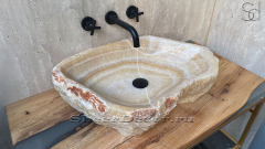 Раковина для ванной Hector M113 из речного камня  Honey Onyx ИНДИЯ 00701611113_2
