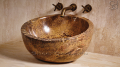 Мраморная раковина Globe из коричневого камня Emperador Gold ИСПАНИЯ 193089111 для ванной комнаты_1