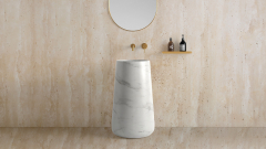 Белая раковина с пьедесталом Pera из натурального мрамора Bianco Carrara ИТАЛИЯ 000005171 для  комнаты_1