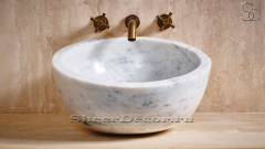Мраморная раковина Globe из белого камня Clouds ИСПАНИЯ 193010111 для ванной комнаты_1