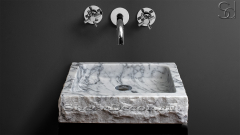 Белая раковина Rock из натурального мрамора Bianco Carrara ИТАЛИЯ 035005111 для ванной комнаты_5