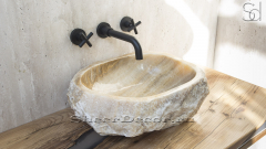Раковина для ванной Hector M120 из речного камня  Beige Honey ИНДОНЕЗИЯ 00709311120_3