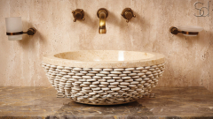 Мраморная раковина Bowl из бежевого камня Galala Beige ИНДОНЕЗИЯ 637094211 для ванной комнаты_2