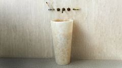 Каменная мойка Alana M12 из белого оникса White Honey ИНДИЯ 0414281712 для ванной комнаты_1