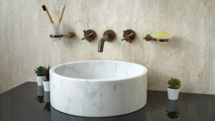 Белая раковина Kale из натурального мрамора Bianco Carrara ИТАЛИЯ 019005111 для ванной комнаты_4