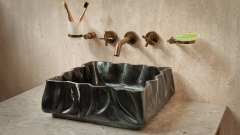 Мраморная раковина Сurvatura из черного камня Nero Marquina ИСПАНИЯ 369018111 для ванной комнаты_6