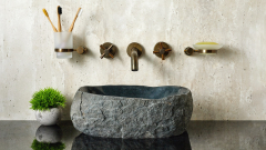 Раковина для ванной Piedra M346 из речного камня  Negro ИНДОНЕЗИЯ 00506911346_2