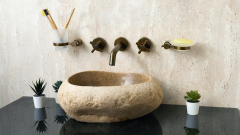 Раковина для ванной Piedra M342 из речного камня  Beige ИНДОНЕЗИЯ 00501111342_1