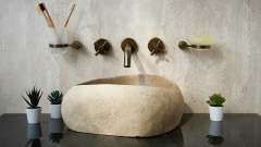 Раковина для ванной Piedra M345 из речного камня  Beige ИНДОНЕЗИЯ 00501111345_1