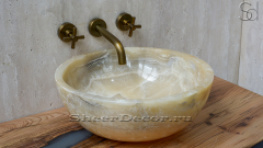Каменная мойка Bowl M7 из желтого оникса Herbal Honey ИНДОНЕЗИЯ 637427117 для ванной комнаты_1