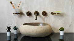 Раковина для ванной Piedra M450 из речного камня  Gris ИНДОНЕЗИЯ 00504511450_1