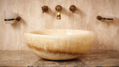 Бежевая раковина Bowl из камня оникса Beige Honey ИНДОНЕЗИЯ 637093111 для ванной комнаты_6