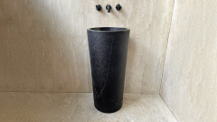 Мраморная раковина на пьедестале Alana M12 из черного камня Nero Marquina ИСПАНИЯ 0410185712 для ванной комнаты_1