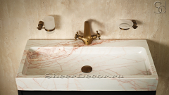 Белая раковина Estrato из натурального мрамора Coral Pink ИТАЛИЯ 034012111 для ванной комнаты_1