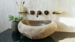 Раковина для ванной Piedra M275 из речного камня  Beige ИНДОНЕЗИЯ 00501111275_2
