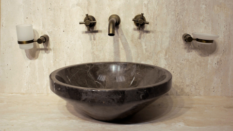 Мраморная раковина Afra из коричневого камня Bronze Amani ТУРЦИЯ 206083111 для ванной комнаты_1