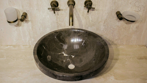 Мраморная раковина Afra из коричневого камня Bronze Amani ТУРЦИЯ 206083111 для ванной комнаты_2