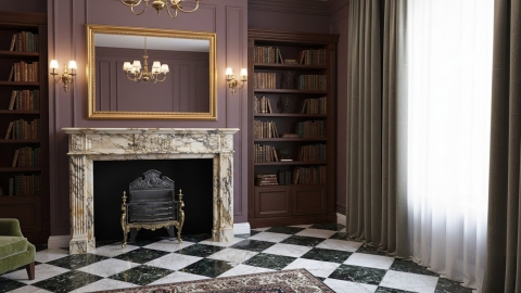 Мраморный портал белого цвета для отделки камина Aglea M2 из натурального камня Blanc Dore 208143402_5