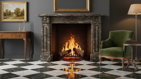 Каменный портал коричневого цвета для облицовки камина Aglea M3 из мрамора Pietra Castello 208150403_4