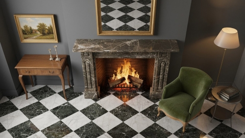 Каменный портал коричневого цвета для облицовки камина Aglea M3 из мрамора Pietra Castello 208150403_5