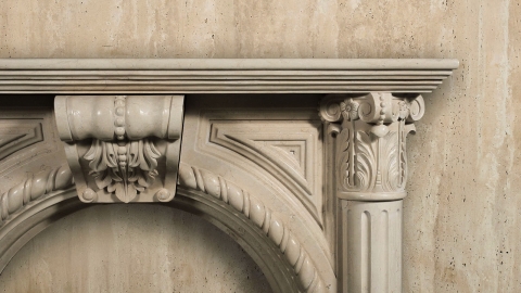 Каменный портал бежевого цвета для облицовки камина Akemi из мрамора Egypt Ivory 218114901_5