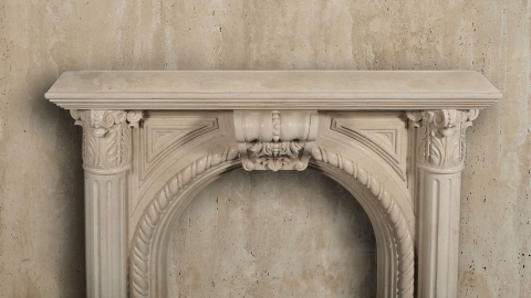 Каменный портал бежевого цвета для облицовки камина Akemi из мрамора Egypt Ivory 218114901_6