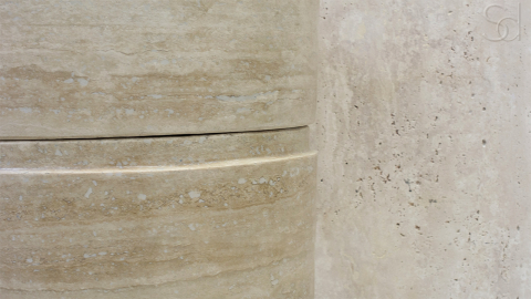Бежевая раковина на пьедестале Alana M11 из камня травертина Classico Romano ТУРЦИЯ 0410041711 для ванной комнаты_2