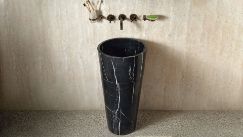 Черная раковина с пьедесталом Alana M11 из натурального мрамора Nero Marquina ИСПАНИЯ 0410181711 для  комнаты_4