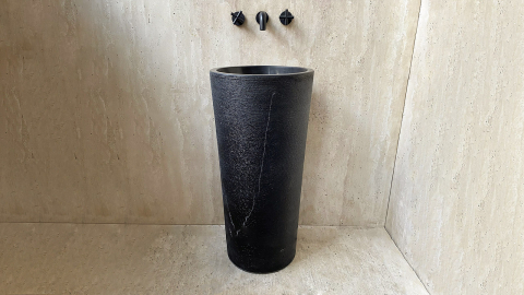 Мраморная раковина на пьедестале Alana M12 из черного камня Nero Marquina ИСПАНИЯ 0410185712 для ванной комнаты_1
