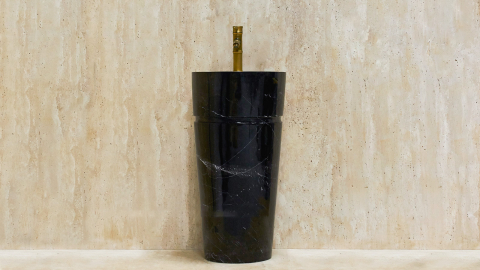 Мраморная раковина на пьедестале Alana M4 из черного камня Nero Marquina ИСПАНИЯ 041018174 для ванной комнаты_1