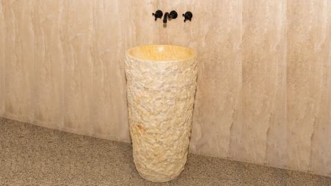 Желтая раковина с пьедесталом Alana M12 из натурального мрамора Silvia Oro ЕГИПЕТ 0410293712 для  комнаты_3