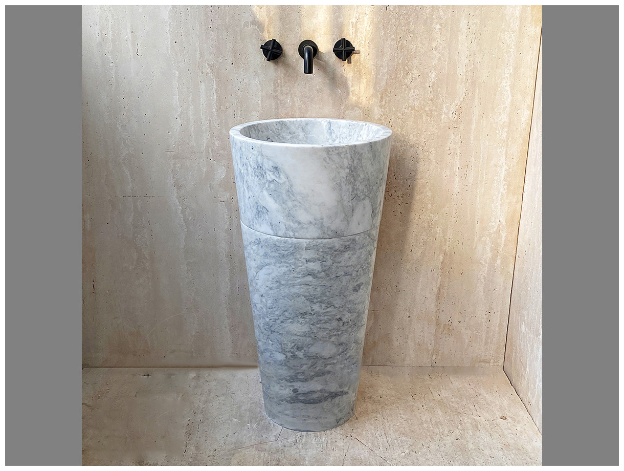 Мраморная раковина на пьедестале Alana M11 из серого камня Statuarietto ИТАЛИЯ 0411611711 для ванной комнаты_7