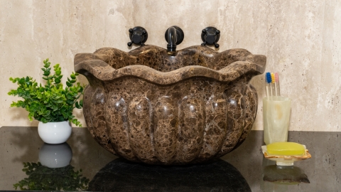 Каменная курна нестандартной формы Albertina из коричневого мрамора Emperador Dark ИСПАНИЯ 750042121_2