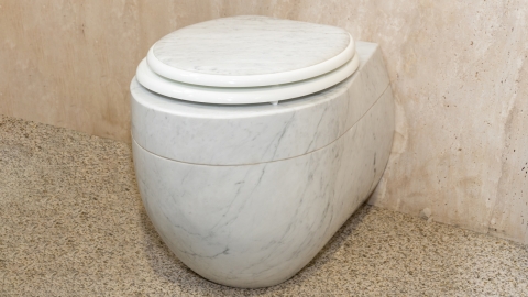Каменный чаша унитаза Alessi Standart из белого камня - мрамора Bianco Carrara_10