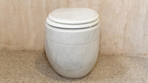 Каменный чаша унитаза Alessi Standart из белого камня - мрамора Bianco Carrara_11