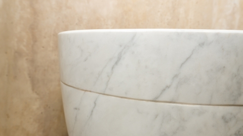 Каменный чаша унитаза Alessi Standart из белого камня - мрамора Bianco Carrara_12