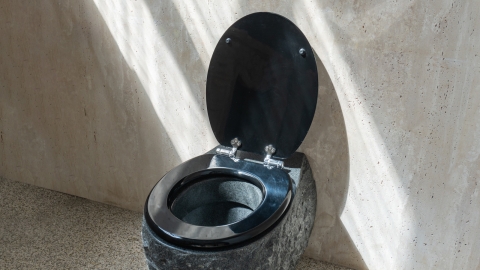 Каменный унитаз Alessi Standart из серого камня - гранита Marengo колотая фактура_7