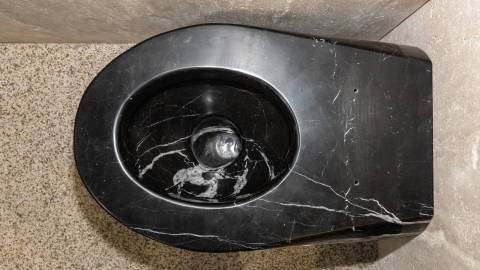 Каменный чаша унитаза Alessi Standart из черного камня - мрамора Nero Marquina_9