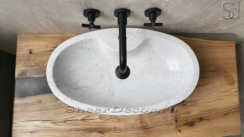 Мраморная раковина Anna M19 из белого камня Bianco Carrara ИТАЛИЯ 0170051119 для ванной комнаты_3