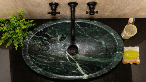 Мраморная раковина Anna из зеленого камня Dark Green ИНДИЯ 017013111 для ванной комнаты_3