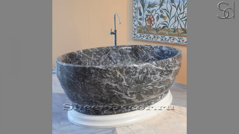 Каменная ванна Anna M2 из черного мрамора Grigio Carnico 017146152_2