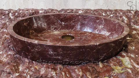 Мраморная раковина Anna M10 из красного камня Rosso Ducale БРАЗИЛИЯ 0170221110 для ванной комнаты_2
