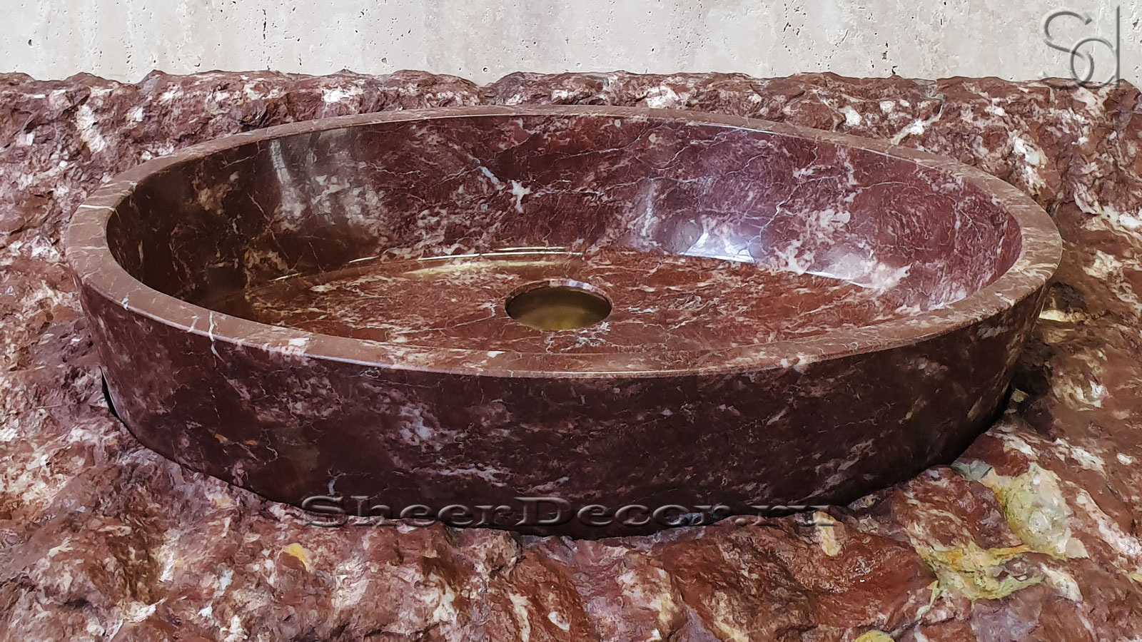 Мраморная раковина Anna M10 из красного камня Rosso Ducale БРАЗИЛИЯ 0170221110 для ванной комнаты_1